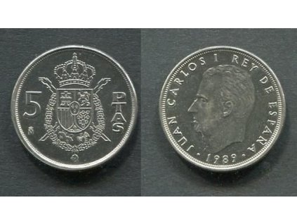 ŠPANĚLSKO. 5 pesetas 1989. KM-823.
