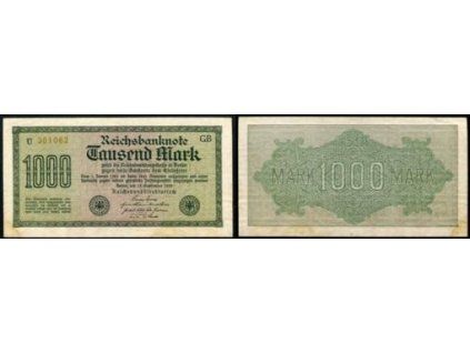 NĚMECKO. 1.000 Mark. Ro. 75i. 15. 9.1922. Firma GB, série U. VZ: meandry.