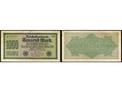 NĚMECKO. 1.000 Mark. Ro. 75i. 15. 9.1922. Firma GB, série U. VZ: meandry.