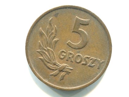 POLSKO. 5 groszy 1949. Bronz.