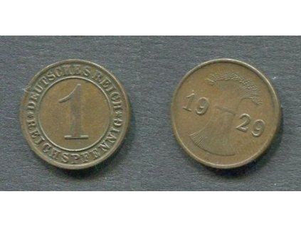 NĚMECKO. 1 Reichspfennig 1929/A.