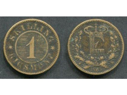 DÁNSKO. 1 skilling 1863.