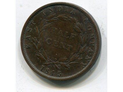 Východoindická společnost - STRAITS SETTLEMENTS. 1/2 cent 1845.