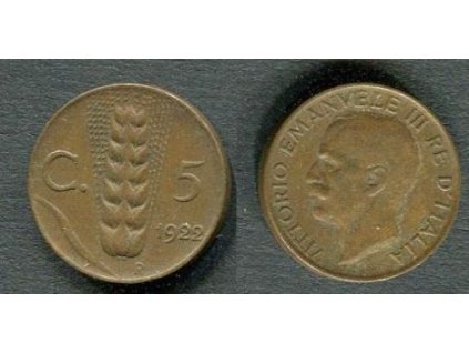 ITÁLIE. 5 centesimi 1922.