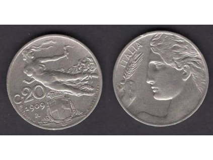 ITÁLIE. 20 centesimi 1909.