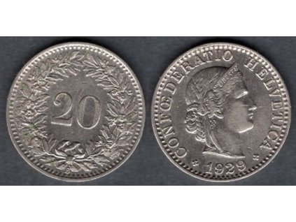 ŠVÝCARSKO. 20 rappen 1929.