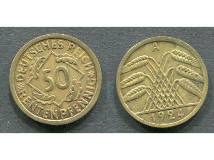 NĚMECKO. 50 Rentenpfennig 1924/A. KM-34