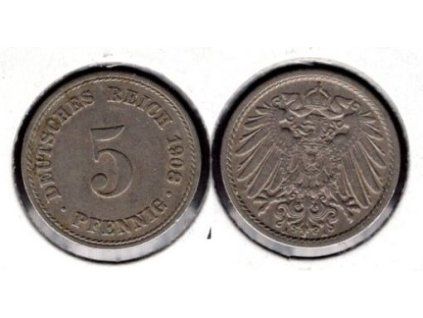 NĚMECKO. 5 Pfennig 1908/A.