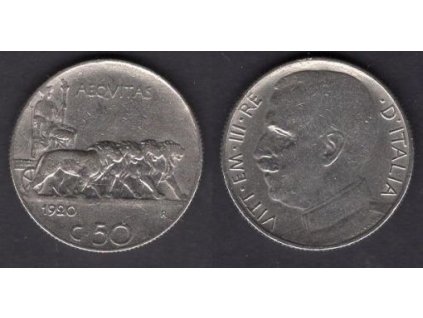 ITÁLIE. 50 centesimi 1920. KM-61.2