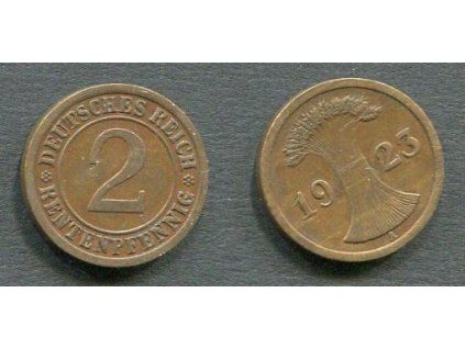 NĚMECKO. 2 Rentenpfennig 1923/A.