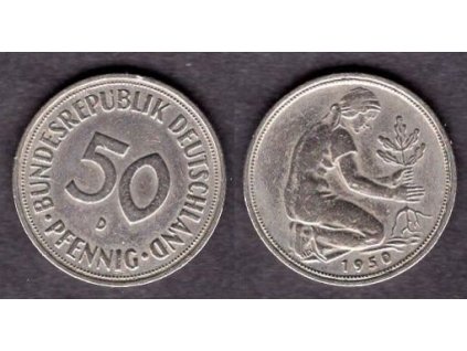 NĚMECKO. 50 Pfennig 1950/D.