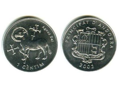ANDORRA. 1 centim 2002. Beránek boží.