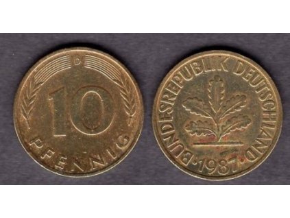 NĚMECKO. 10 pfennig 1987/D.