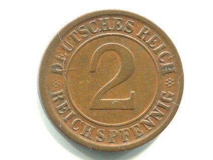 NĚMECKO. 2 Reichspfennig 1924/A.