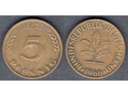 NĚMECKO. 5 Pfennig 1966/F.