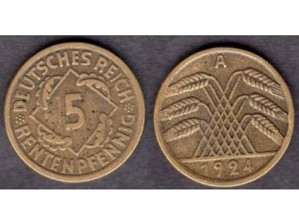 NĚMECKO. 5 Rentenpfennig 1924/A.