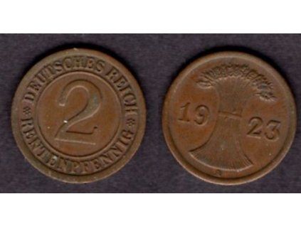 NĚMECKO. 2 Rentenpfennig 1923/A.