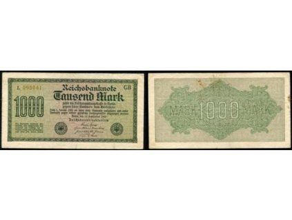 NĚMECKO. 1.000 Mark. Ro. 75i. 15. 9.1922. Firma GB, série L. VZ: meandry.