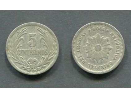 URUGUAY. 5 centésimos 1909. KM-21