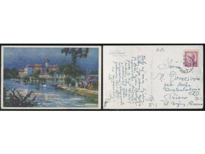 PODĚBRADY. Lázně. Zámek. Oskar schmidt. Nocturno.1946.