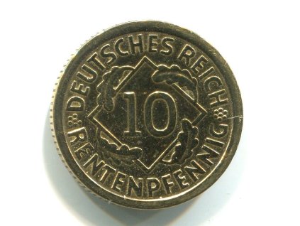 NĚMECKO. 10 Rentenpfennig 1924/A.