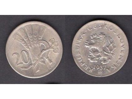 ČESKOSLOVENSKO. 20 haléřů 1937. Nedoraženo.