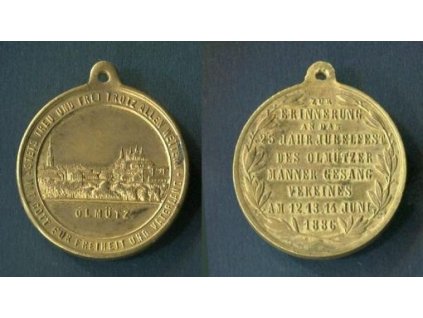 OLOMOUC. Zur Erinnerung an 25 jähr. Jubelfest des Olmützer Männer Gesang Vereines am 12. - 14. Juni 1886.