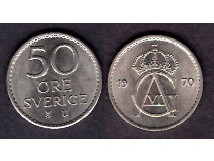 ŠVÉDSKO. 50 öre 1970. KM-837