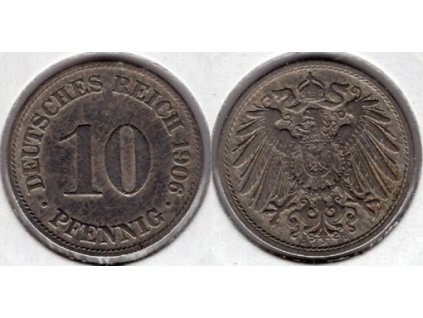 NĚMECKO. 10 Pfennig 1906/D.