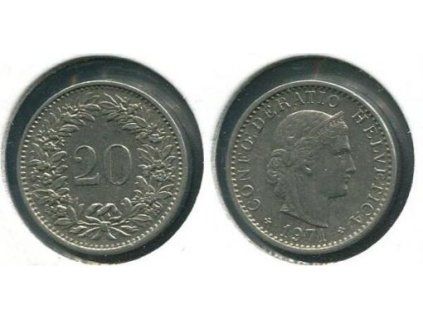 ŠVÝCARSKO. 20 rappen 1971.