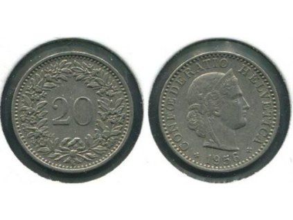 ŠVÝCARSKO. 20 rappen 1956.