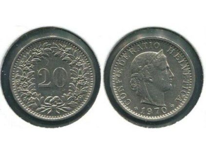 ŠVÝCARSKO. 20 rappen 1970.