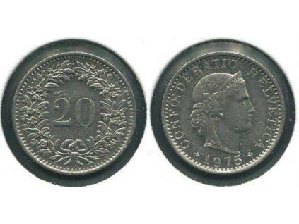 ŠVÝCARSKO. 20 rappen 1975.