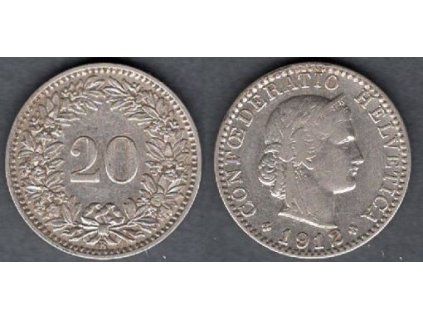 ŠVÝCARSKO. 20 rappen 1912.