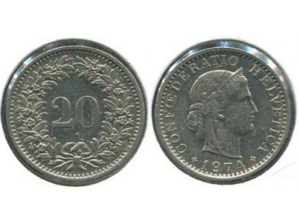 ŠVÝCARSKO. 20 rappen 1974.