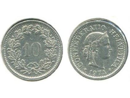 ŠVÝCARSKO. 10 rappen 1974.