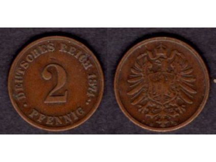 NĚMECKO. 2 Pfennig 1874/B.