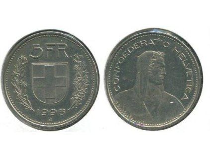ŠVÝCARSKO. 5 franken 1996.