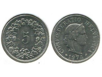 ŠVÝCARSKO. 5 rappen 1974.