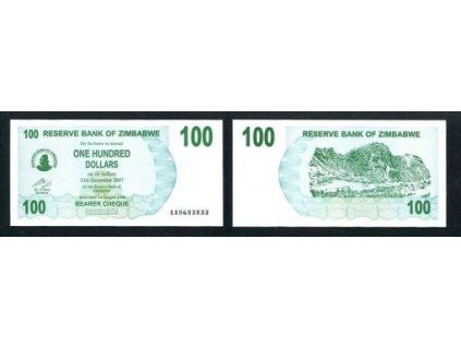 ZIMBABWE. 100 dollars 2007.