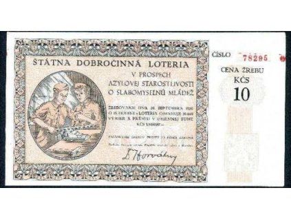 Štátna dobročinná loteria v prospech azylovej starostlivosti o slabomyselnú mládež 1950.