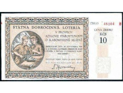Štátna dobročinná loteria v prospech azylovej starostlivosti o slabomyselnú mládež 1950.