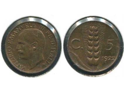 ITÁLIE. 5 centesimi 1922.