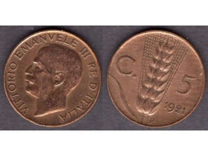 ITÁLIE. 5 centesimi 1921.