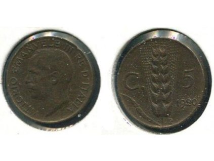 ITÁLIE. 5 centesimi 1920.
