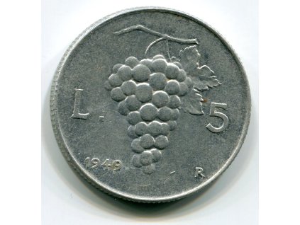ITÁLIE. 5 lire 1949.
