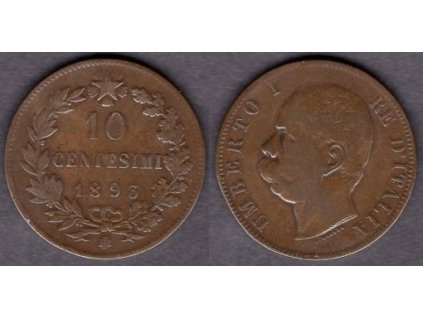 ITÁLIE. 10 centesimi 1893/BI.