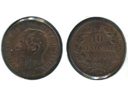 ITÁLIE. 10 centesimi 1866/OM (Strassburg).