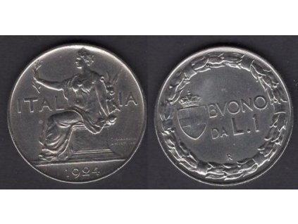 ITÁLIE. 1 lira 1924.