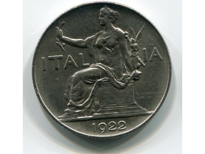ITÁLIE. 1 lira 1922.